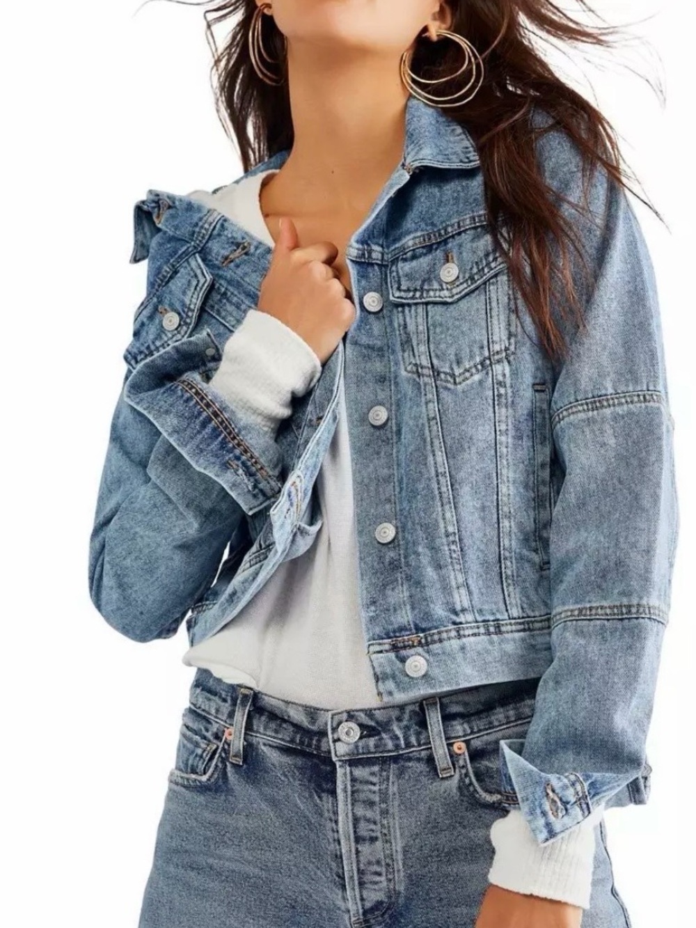 Free People Rumours Denim Jacket Indigo Blue